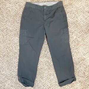 Eddie Bauer Women’s Cropped Cargo Pants Gray Roll Tab Outdoor Casual - Size 6